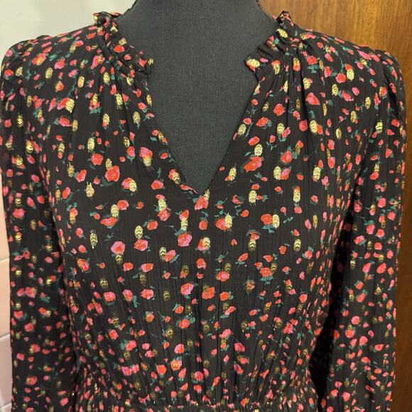 J Crew Dress 8 Womens Abstract Floral Feminine Artsy Whimsical Stretch Waist - Picture 2 of 9